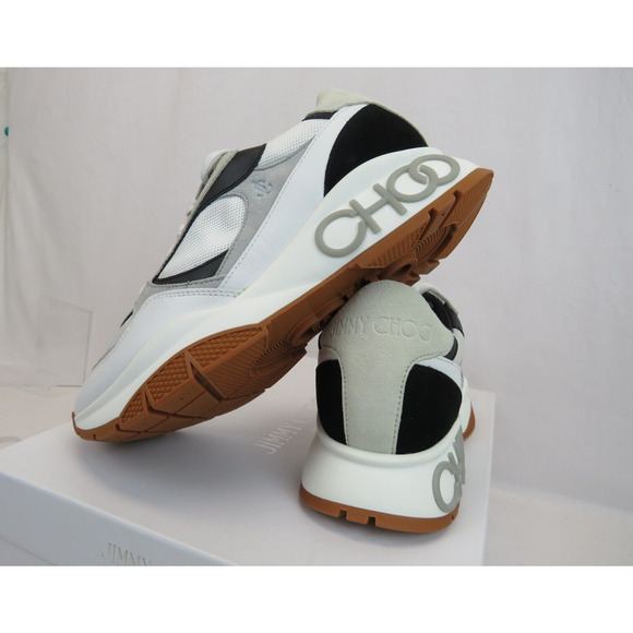JIMMY CHOO LANDON GRAY SUEDE WHITE BLACK LEATHER PLATFORM SNEAKERS 43 10 main image 11